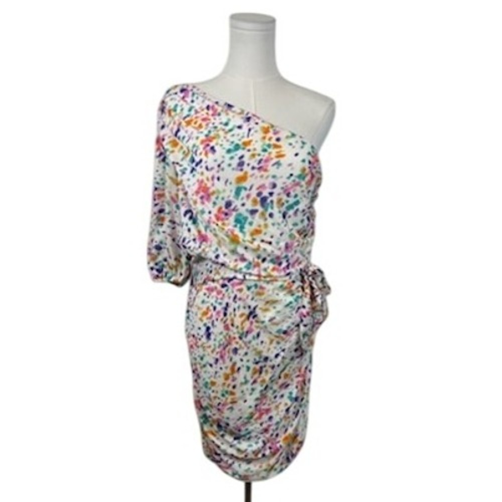NEW Lavender Brown One Shoulder Dress Women's Size Large Multicolor